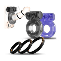 Vibrating Ring Set 5PCS Silicone Multi Size Couples Kit Pro