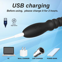 Vibrating Anal Beads Butt Plug Adult Sex Toys for Men Women Couples, Rechargeable Anal Plug Bullet Vibrator Waterproof G-spot Stimulator Male Prostate Massager, Silicone Anal Dildo for Beginners