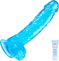 Realistic Silicone Dildo 7 Inch Suction Cup Waterproof Blue