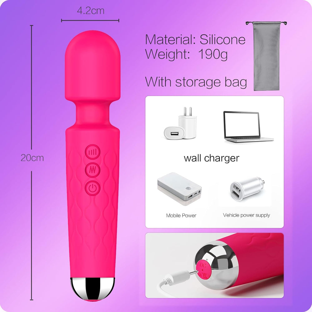 Waterproof Wand Massager 8 Speeds 20 Modes Rechargeable Pro