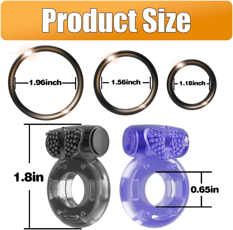 5Pcs Vibrating Cock Ring Sex Toys Penis Sleeve, Penis Rings Cockring Clitoral Vibrator Sexual Stimulator Device for Erection Enhancing Long Lasting Stronger, Adult Sex Toys for Men or Couple Pleasure