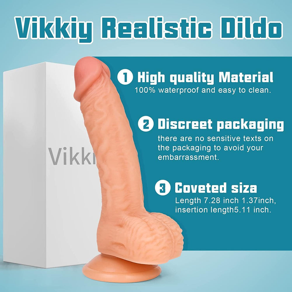Realistic Dildo 7.3 Inch Suction Cup Silicone G Spot Toy
