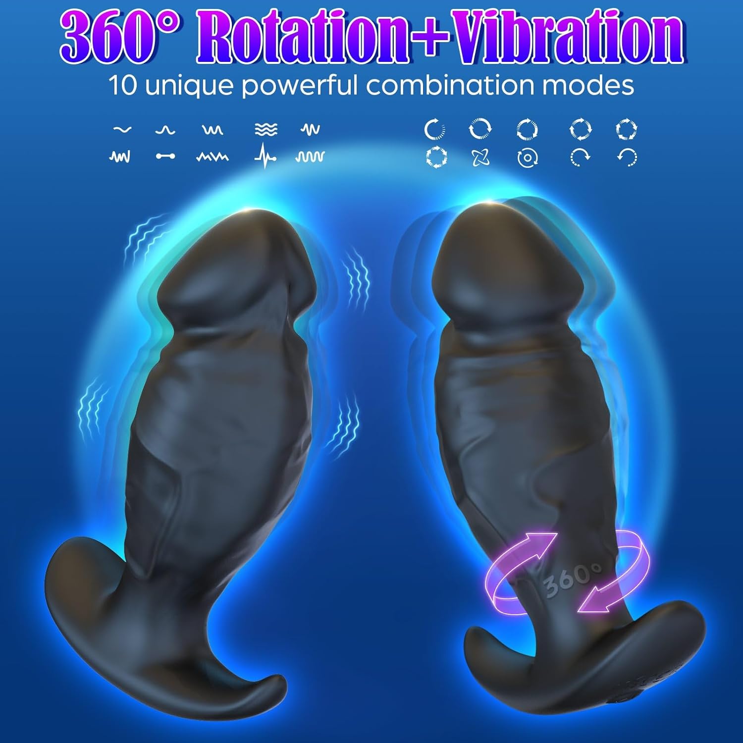 Rotating Vibrating Anal Plug 10 Modes App Control Silicone
