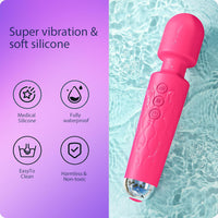 Waterproof Wand Massager 8 Speeds 20 Modes Rechargeable Pro