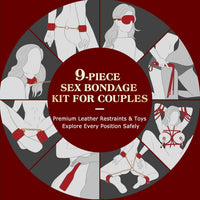 Premium Restraint Kit Adjustable Cuffs Blindfold Set Red 10P