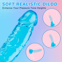 Realistic Silicone Dildo 7 Inch Suction Cup Waterproof Blue