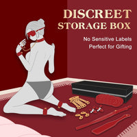 Premium Restraint Kit Adjustable Cuffs Blindfold Set Red 10P