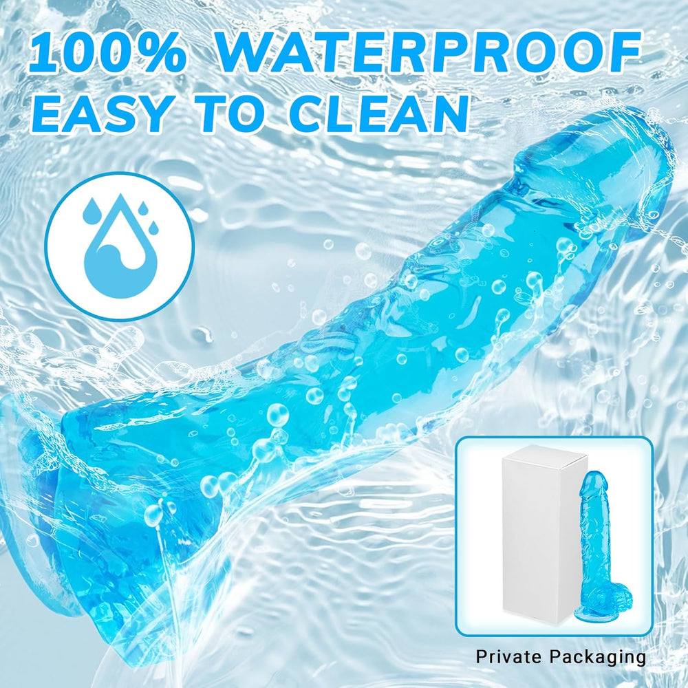 Realistic Silicone Dildo 7 Inch Suction Cup Waterproof Blue