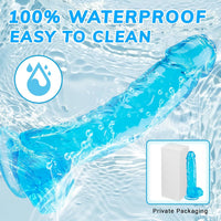 Realistic Silicone Dildo 7 Inch Suction Cup Waterproof Blue